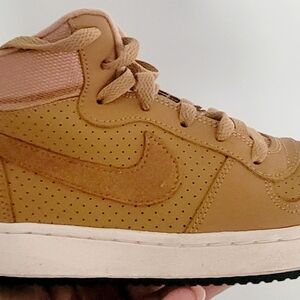 Nike Tan High-Top Sneakers with Classic Design